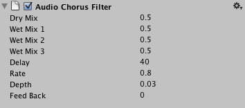检视面板中的音频合声滤波器（Audio Chorus Filter）属性